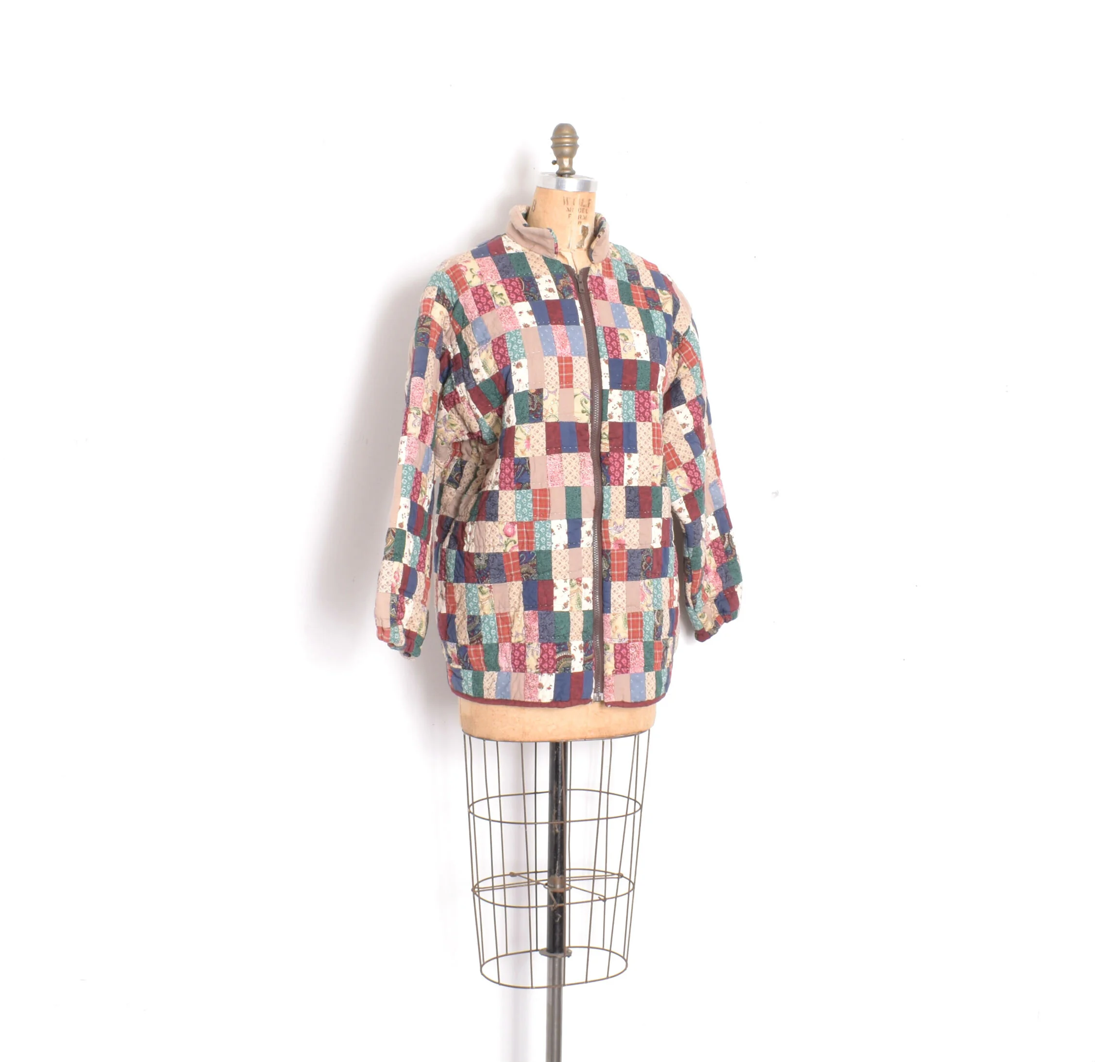 1980s Quilted Patchwork Jacket-S/M/L — La Poubelle Vintage